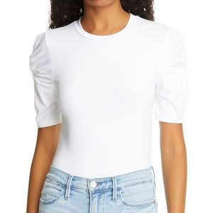 FRAME white short sleeve shirt with twisted sleeves